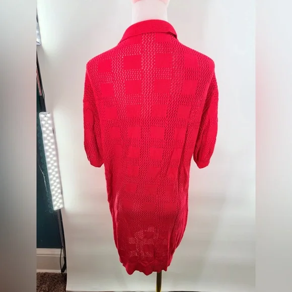 EUC Ezapine Red Crochet Coverup - Picture 9 of 11
